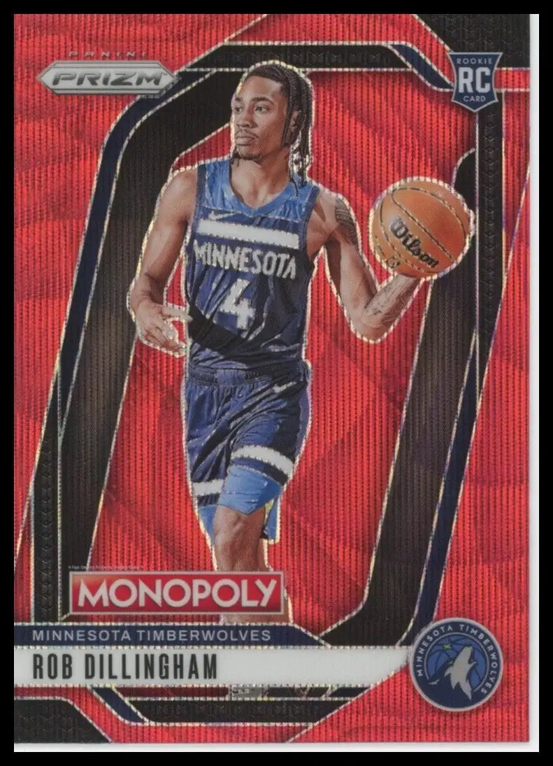 2024-25 Panini Prizm Monopoly Red Rob Dillingham Rookie #90 Timberwolves Card - Basketball Card Single