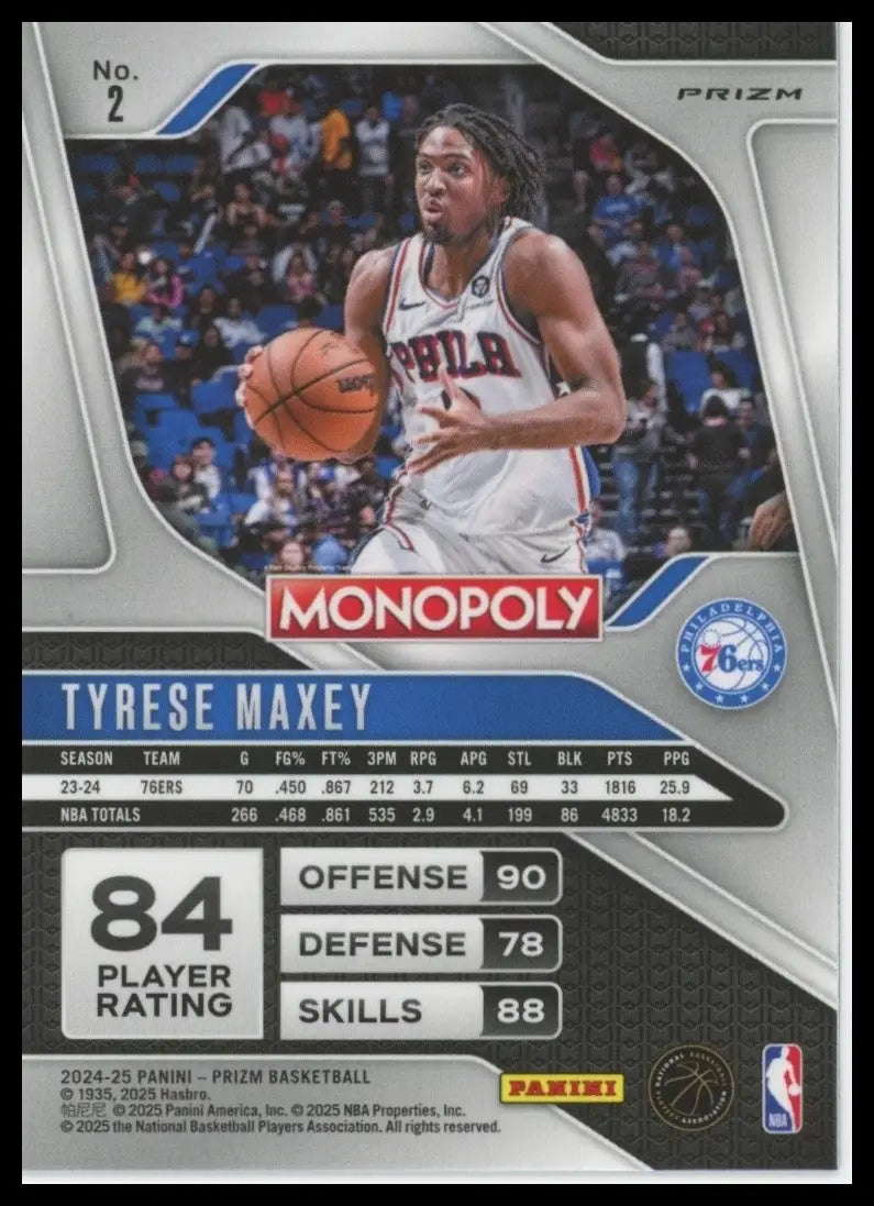 2024-25 Panini Prizm Monopoly Red Tyrese Maxey #2 Philadelphia 76ers Basketball - Basketball Card Single