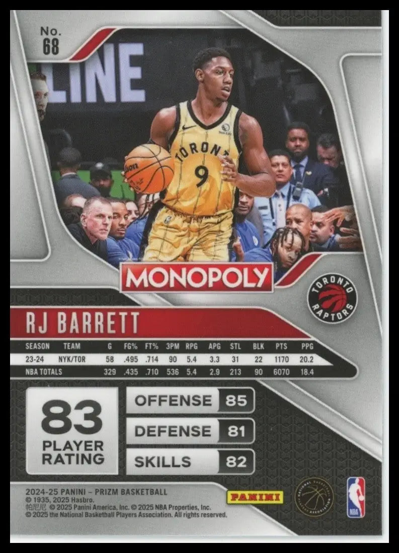 2024-25 Panini Prizm Monopoly RJ Barrett #67 Toronto Raptors Basketball Card NBA
