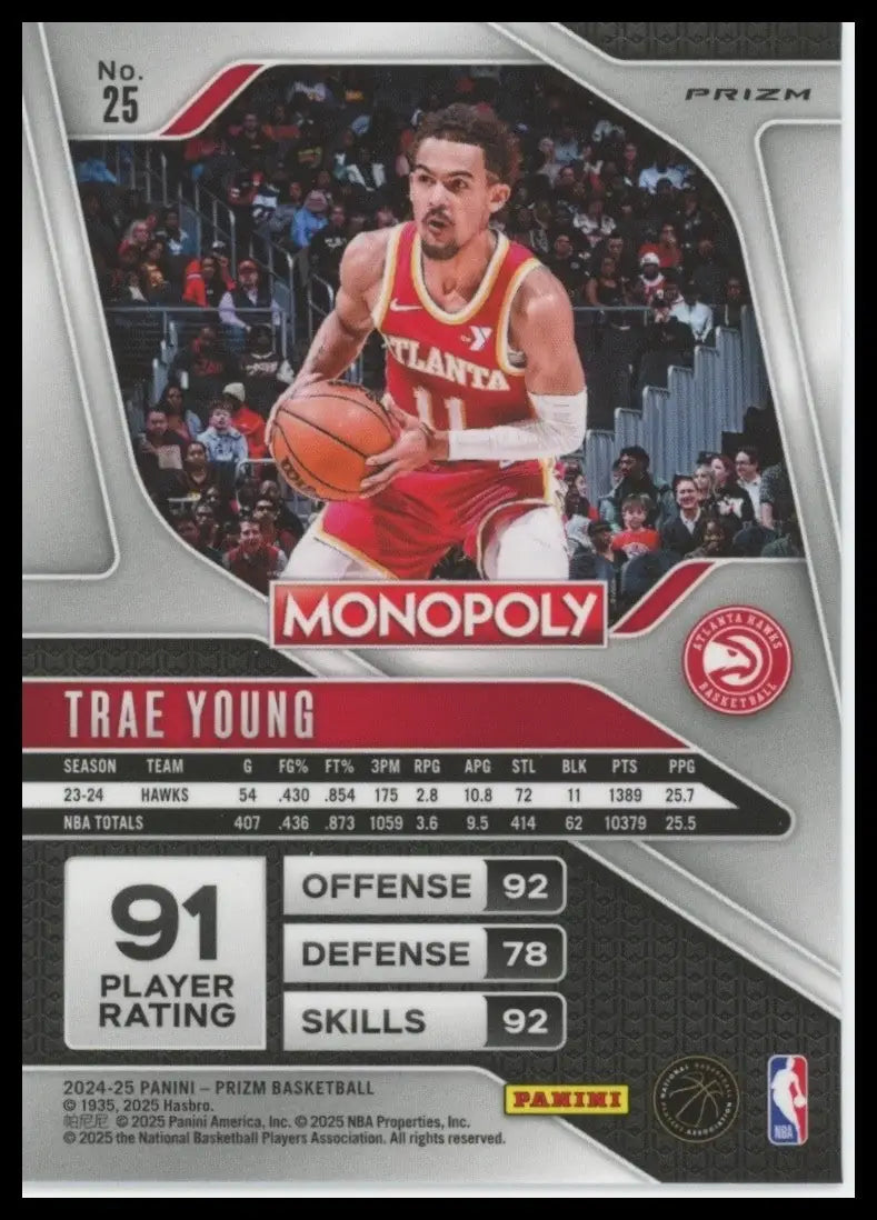2024-25 Panini Prizm Monopoly Silver Trae Young #25 Atlanta Hawks Basketball NBA