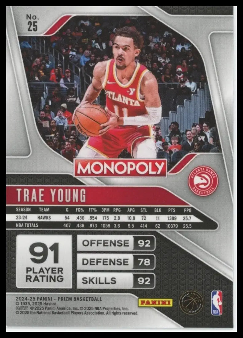2024-25 Panini Prizm Monopoly Trae Young #25 Atlanta Hawks Basketball Card NBA - Basketball Card Single