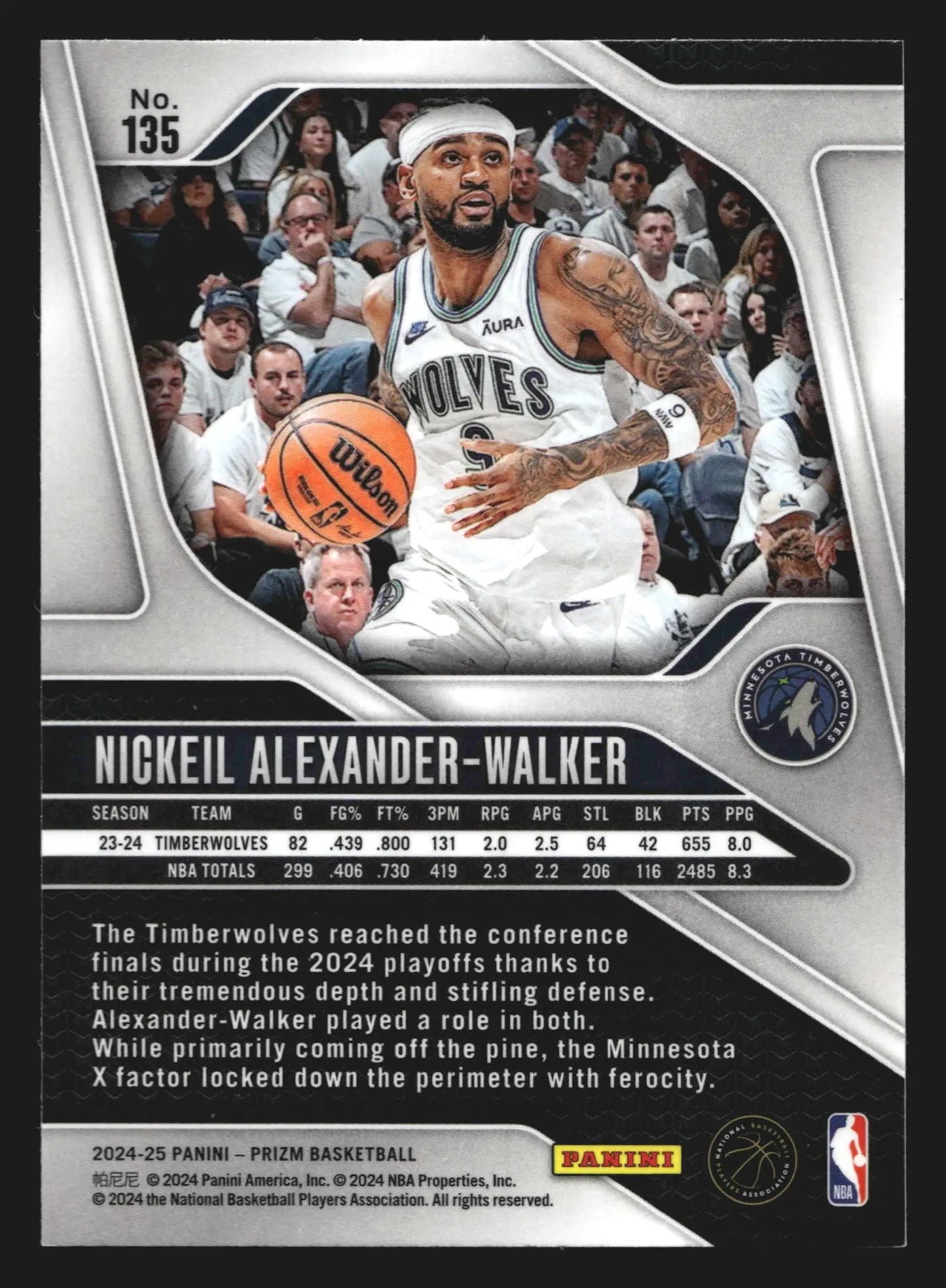2024-25 Panini Prizm Nickeil Alexander-Walker #135 Timberwolves - Basketball Card Single