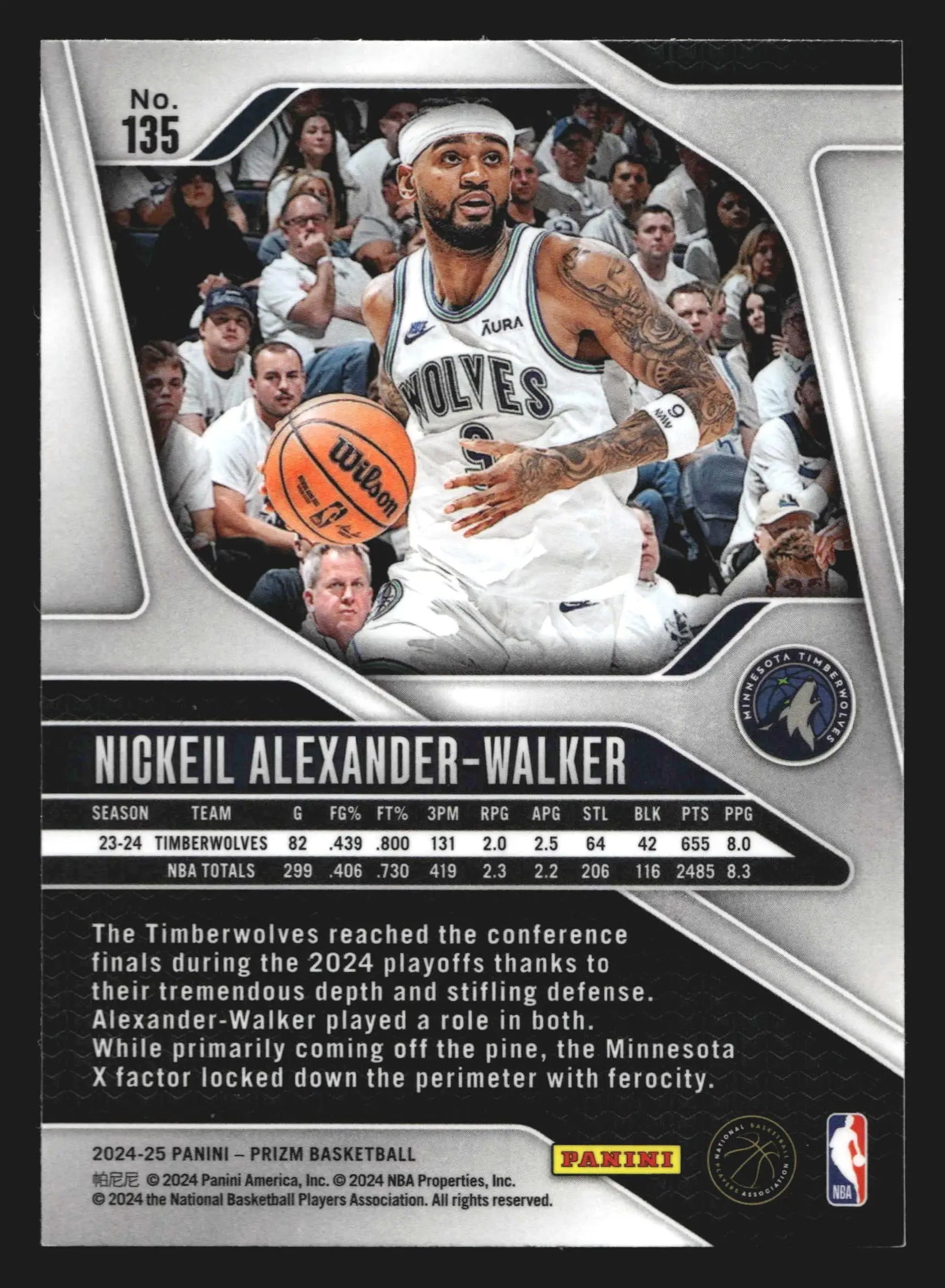 2024-25 Panini Prizm Nickeil Alexander-Walker #135 Timberwolves - Basketball Card Single