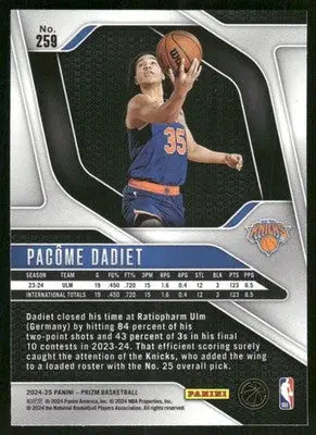 2024-25 Panini Prizm Pacôme Dadiet #259 RC Basketball - Basketball Card Single