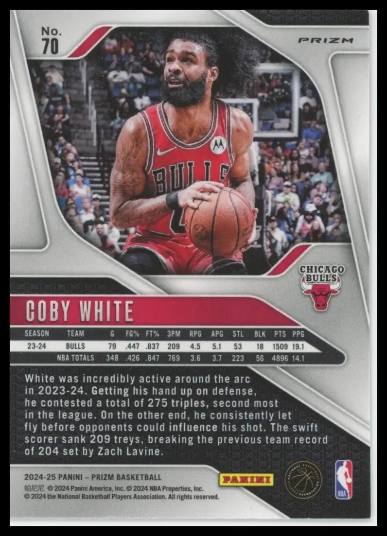 2024-25 Panini Prizm Pink Ice Coby White #70 Chicago Bulls Basketball Card NBA