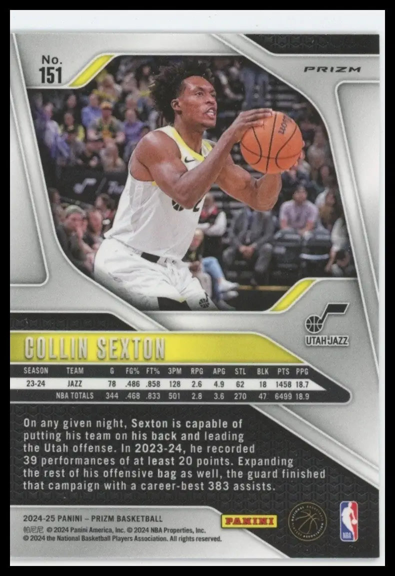 2024-25 Panini Prizm Pink Ice Collin Sexton #151 Utah Jazz Basketball Card NBA - Basketball Card Single