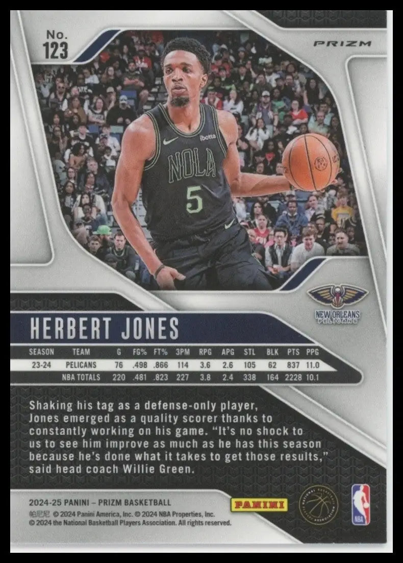 2024-25 Panini Prizm Pink Ice Herbert Jones #123 New Orleans Pelicans Basketball