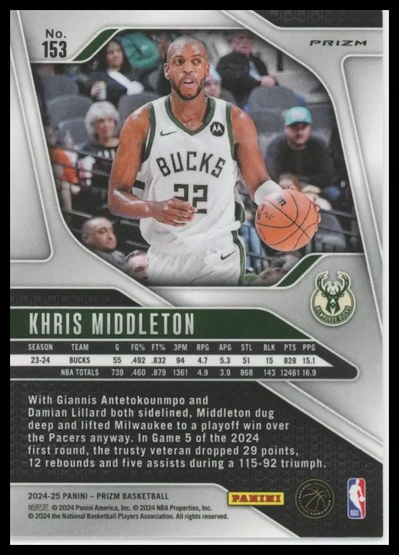 2024-25 Panini Prizm Pink Ice Khris Middleton #153 Milwaukee Bucks Basketball