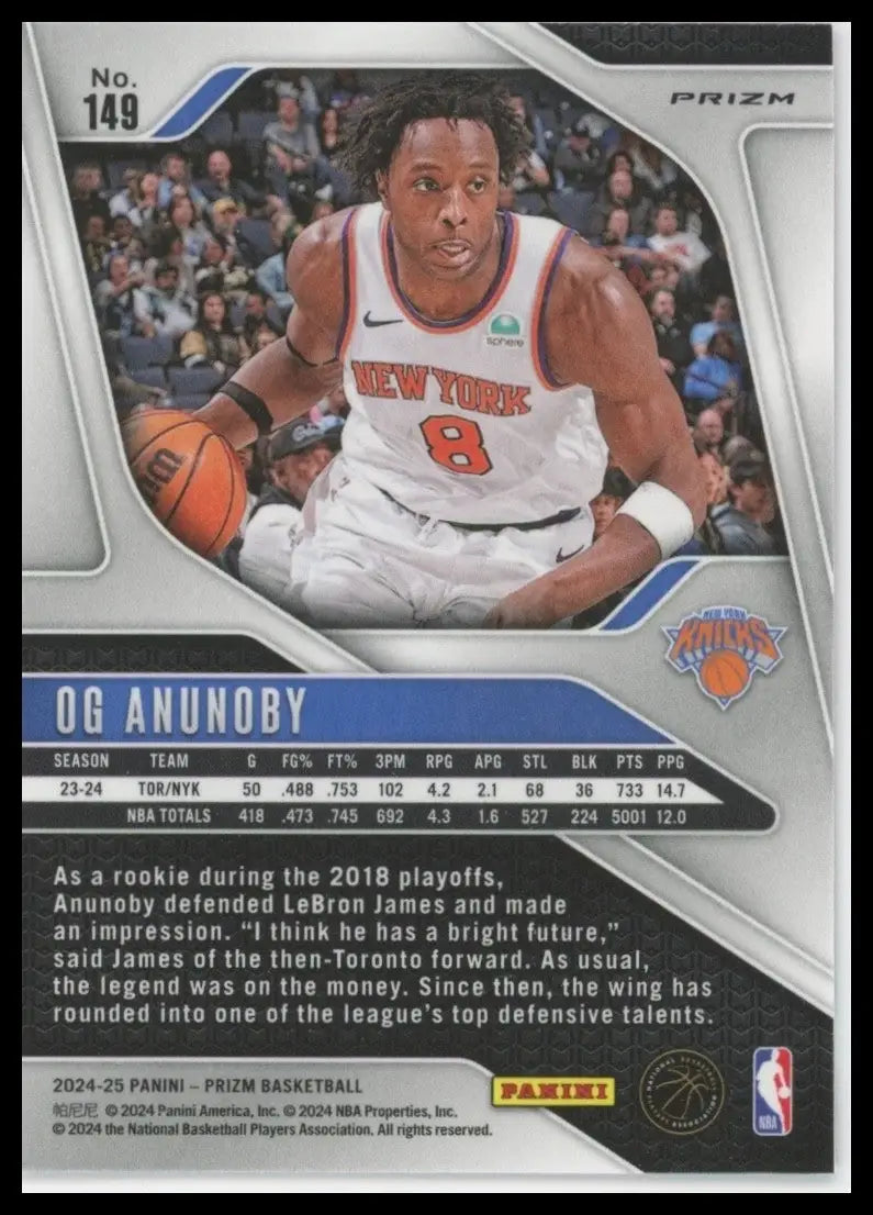 2024-25 Panini Prizm Pink Ice OG Anunoby #149 New York Knicks Basketball Card - Basketball Card Single
