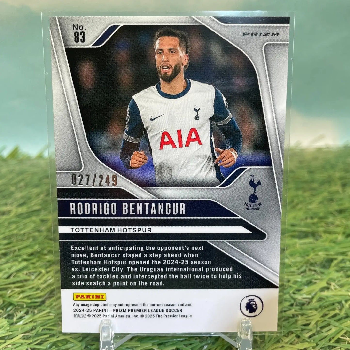 2024-25 Panini Prizm Premier League #83 Rodrigo Bentancur Purple Mosaic #/249 - Soccer Card Single