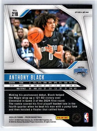 Anthony Black basketball card from Panini Prizm Prizms Silver 2024-25 collection