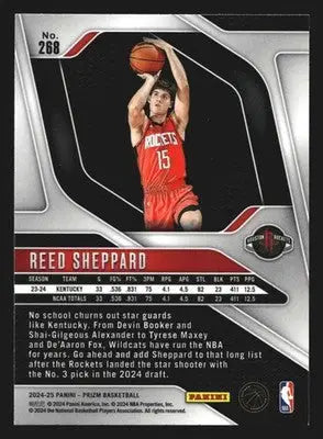 2024-25 Panini Prizm Reed Sheppard #268 RC Houston Rockets - Basketball Card Single