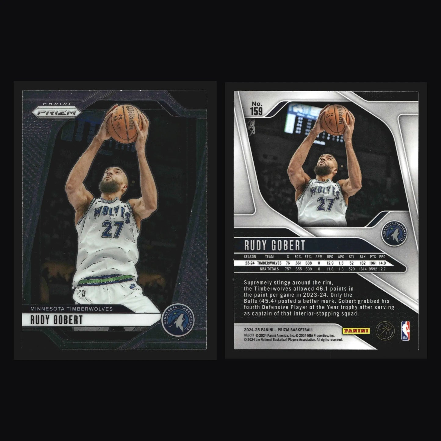2024-25 Panini Prizm Rudy Gobert #159 Minnesota Timberwolves - Basketball Card Single