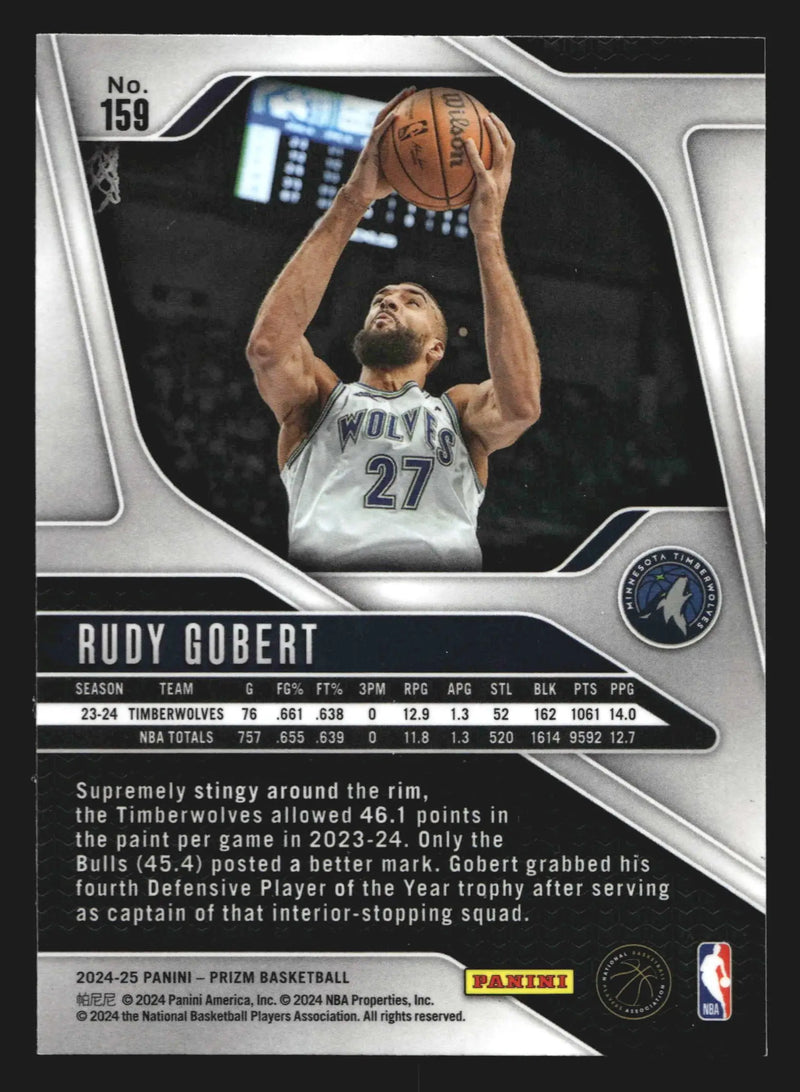 2024-25 Panini Prizm Rudy Gobert #159 Minnesota Timberwolves - Basketball Card Single