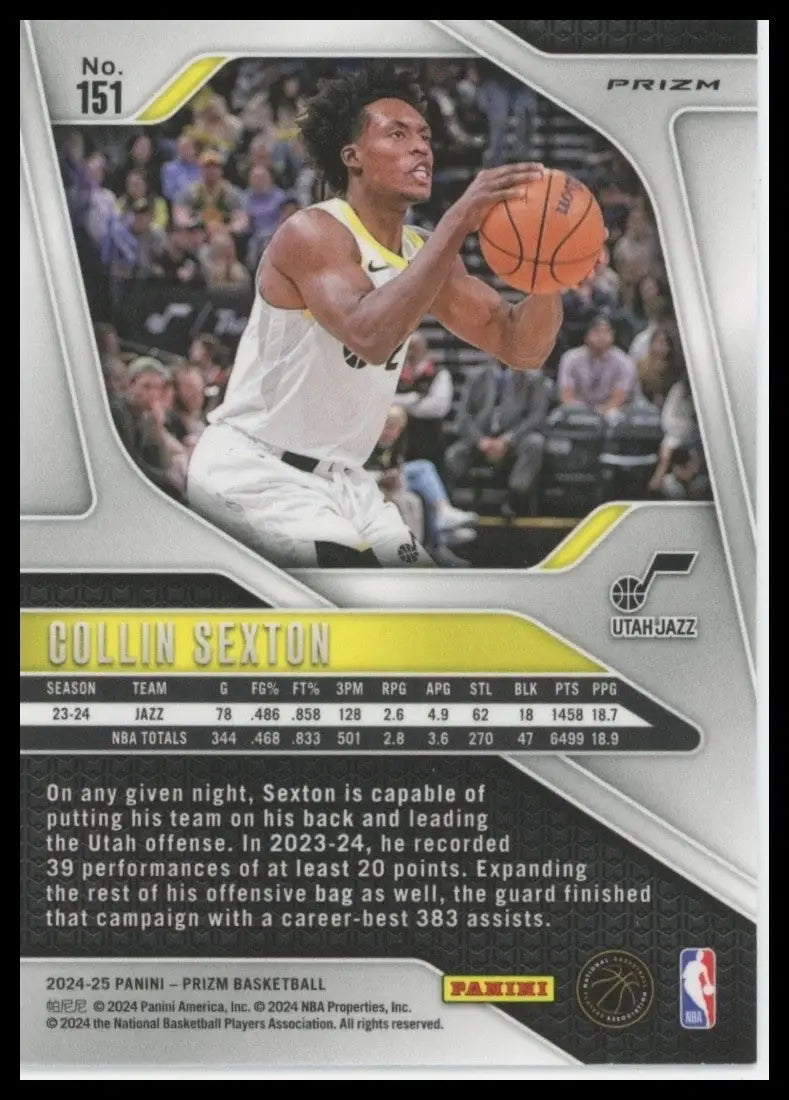 2024-25 Panini Prizm Silver Collin Sexton #151 Utah Jazz Basketball Card NBA