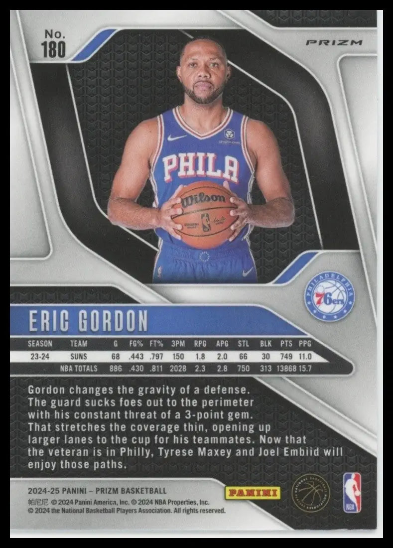 2024-25 Panini Prizm Silver Ice Eric Gordon #180 Philadelphia 76ers Basketball - Basketball Card Single