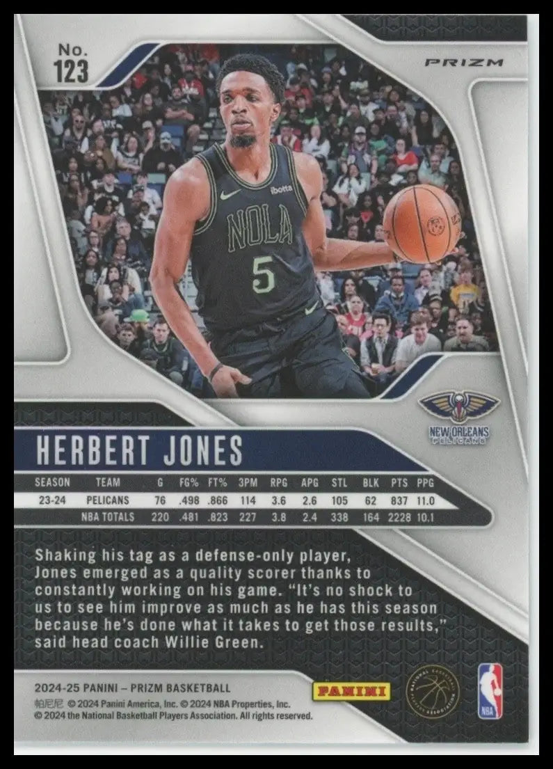 2024-25 Panini Prizm Silver Ice Herbert Jones #123 New Orleans Pelicans Card NBA - Basketball Card Single