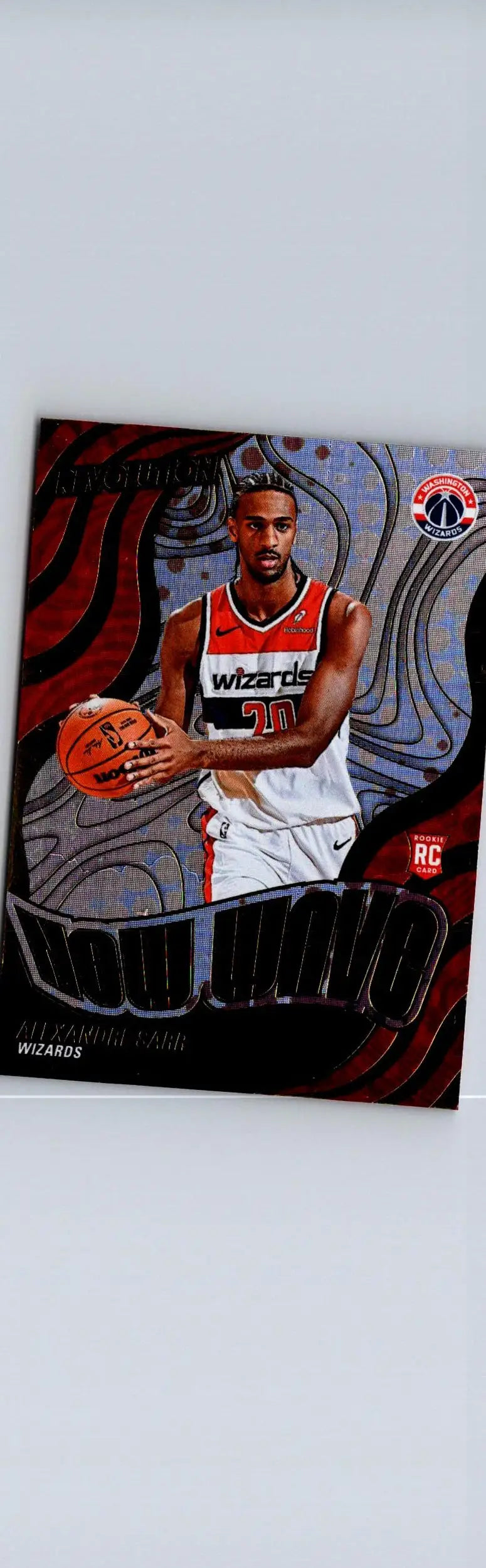 Basketball trading card of Alexandre Sarr in Wizards jersey from Panini Revolution Vortex