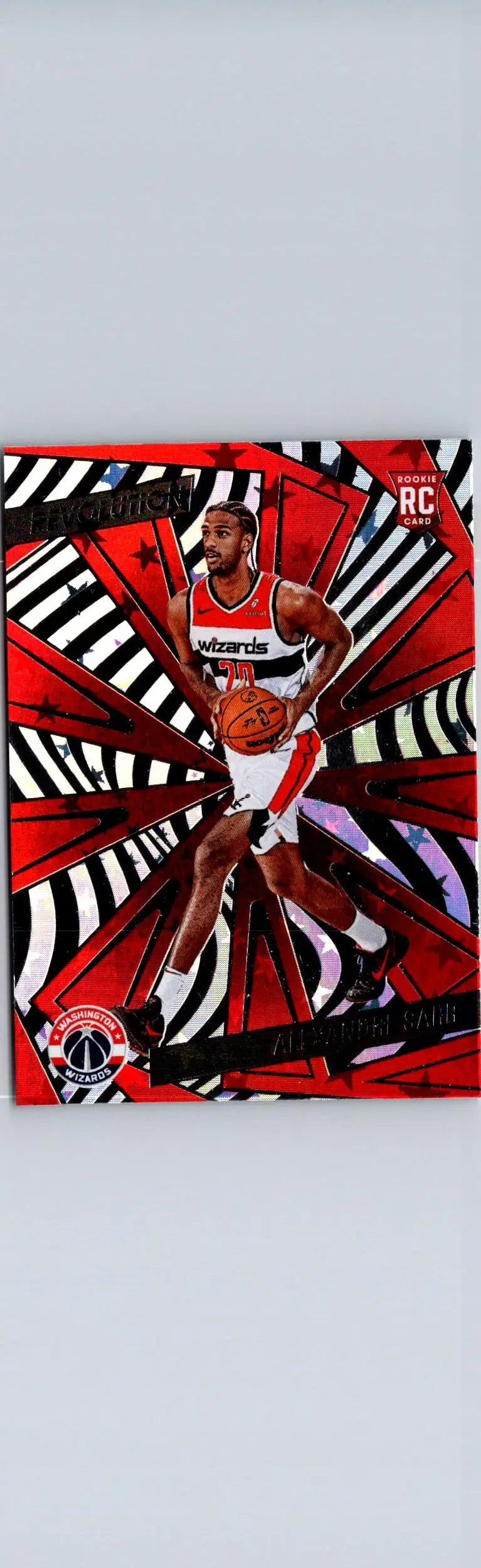 Collectible basketball trading card of Alexandre Sarr from Panini Revolution Astro series