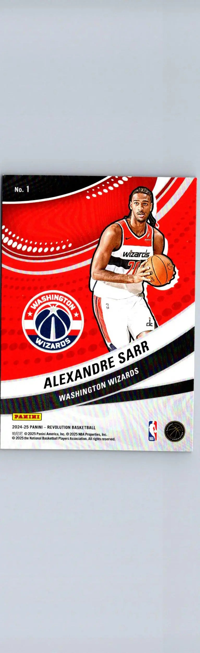 Alexandre Sarr NBA trading card from Panini Revolution 2024-25 New Wave series