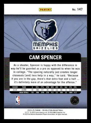 2024-25 Panini Revolution #147 Cam Spencer Base RC Memphis Grizzlies