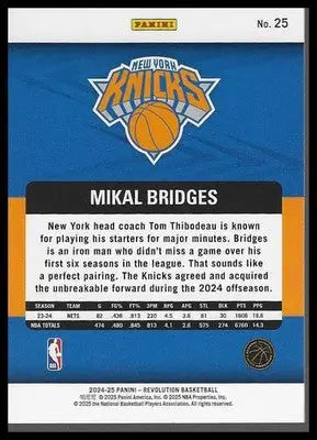 2024-25 Panini Revolution #25 Mikal Bridges - Basketball Card Single