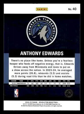 2024-25 Panini Revolution #40 Anthony Edwards - Basketball Card Single