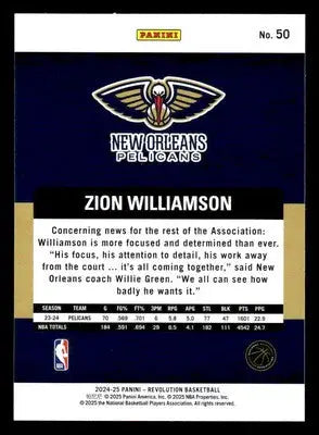 2024-25 Panini Revolution #50 Zion Williamson - Basketball Card Single