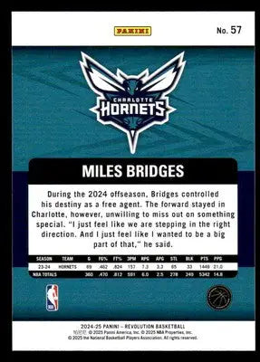 2024-25 Panini Revolution #57 Miles Bridges Base Charlotte Hornets - Basketball Card Single