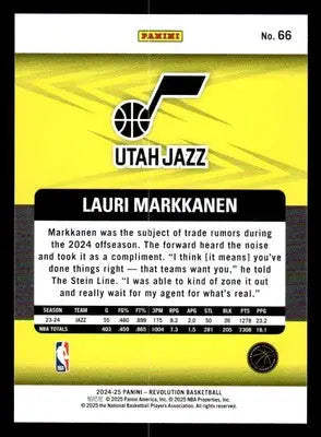 2024-25 Panini Revolution #66 Lauri Markkanen - Basketball Card Single
