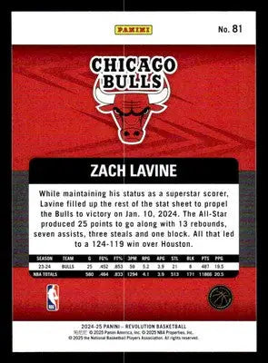 2024-25 Panini Revolution #81 Zach Lavine Base Chicago Bulls - Basketball Card Single