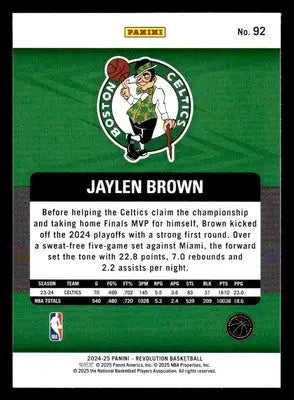 2024-25 Panini Revolution #92 Jaylen Brown Base Boston Celtics - Basketball Card Single