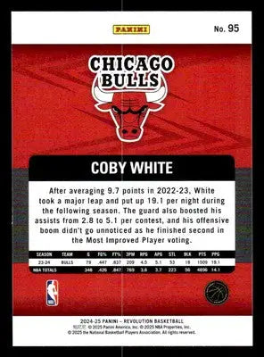 2024-25 Panini Revolution #95 Coby White Base Chicago Bulls - Basketball Card Single