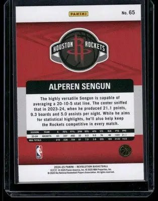 2024-25 Panini Revolution Alperen Sengun #65 Basketball - Basketball Card Single