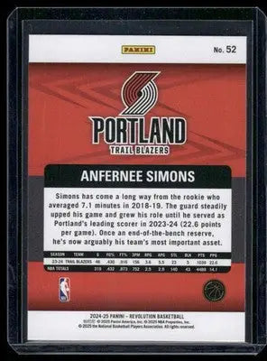 2024-25 Panini Revolution Anfernee Simons #52 Basketball - Basketball Card Single