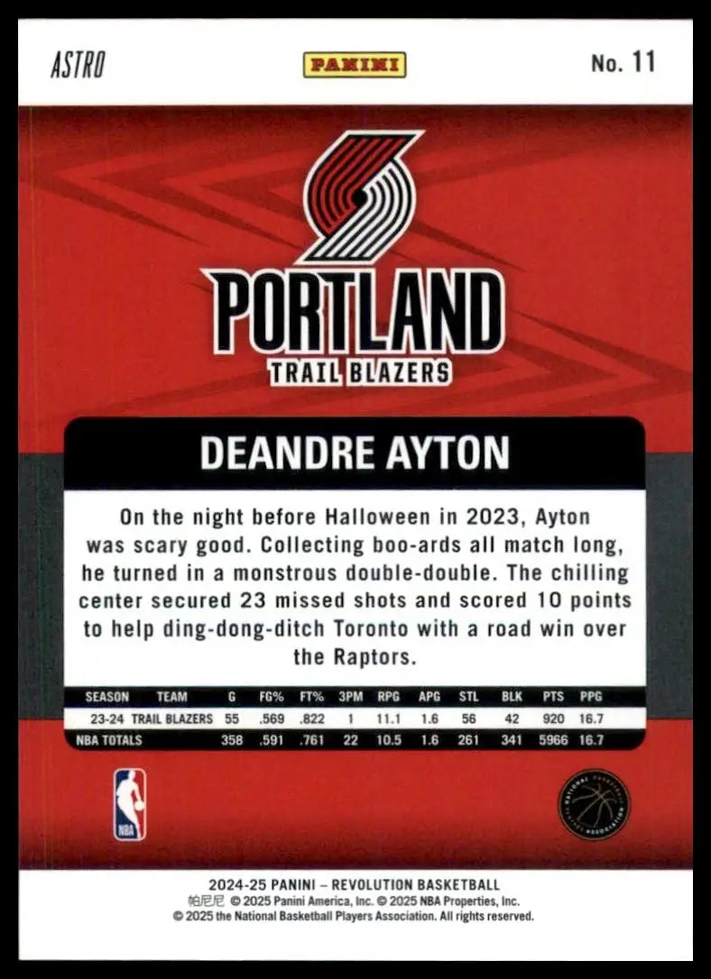 2024-25 Panini Revolution Astro Deandre Ayton #11 Portland Trail Blazers Card