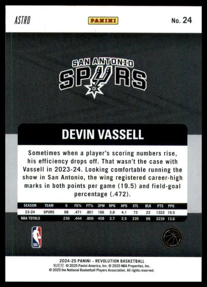 2024-25 Panini Revolution Astro Devin Vassell #24 San Antonio Spurs Basketball - Trading Cards