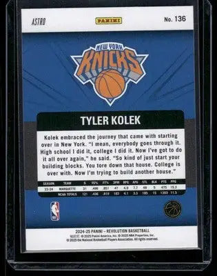 2024-25 Panini Revolution Astro Tyler Kolek #136 RC Basketball - Basketball Card Single