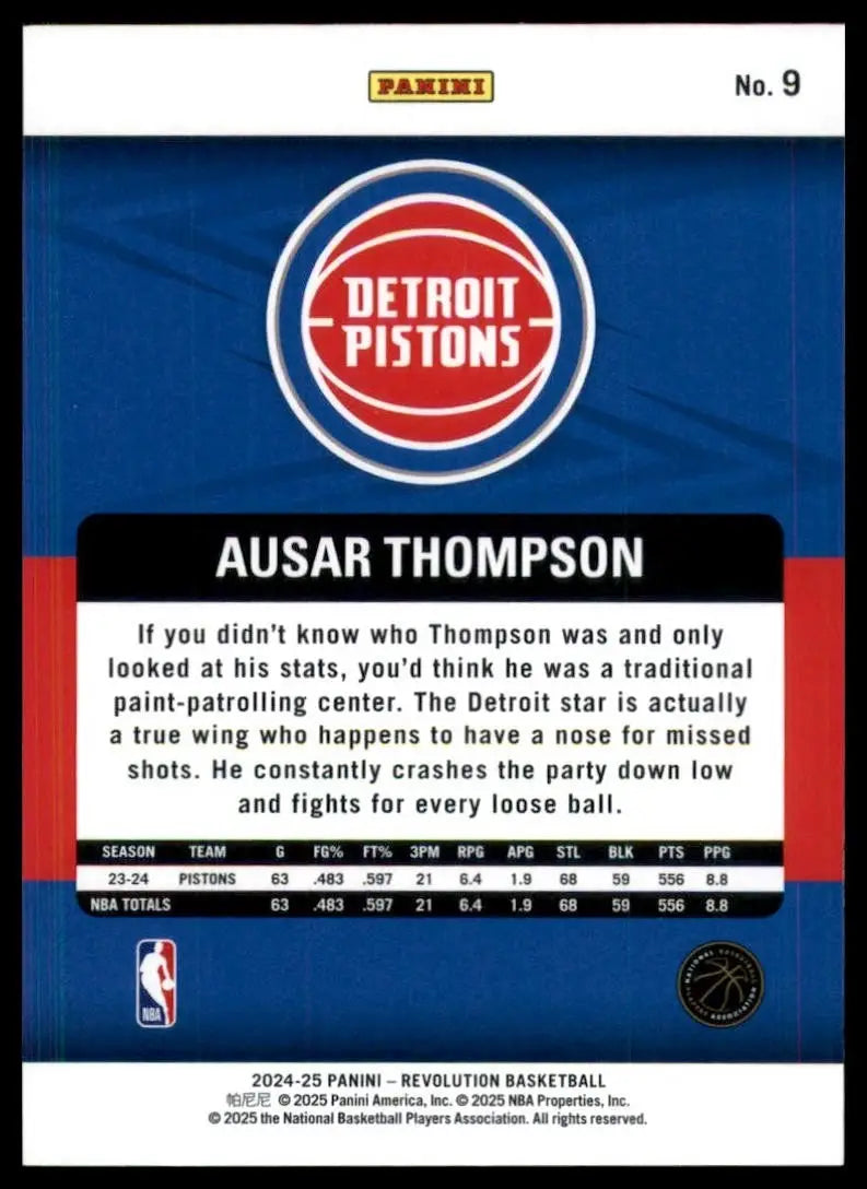 2024-25 Panini Revolution Ausar Thompson #9 Detroit Pistons Basketball Card NBA - Basketball Card Single