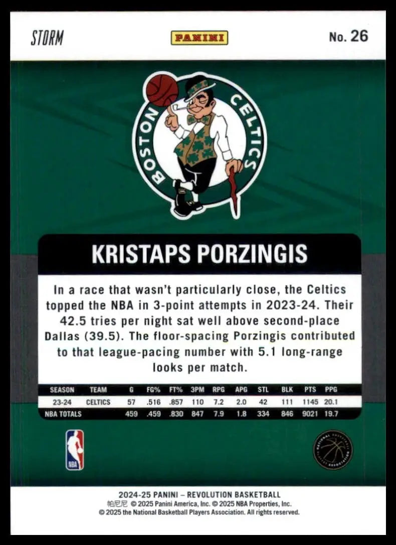 2024-25 Panini Revolution Blue Storm Kristaps Porzingis #26 Boston Celtics Card
