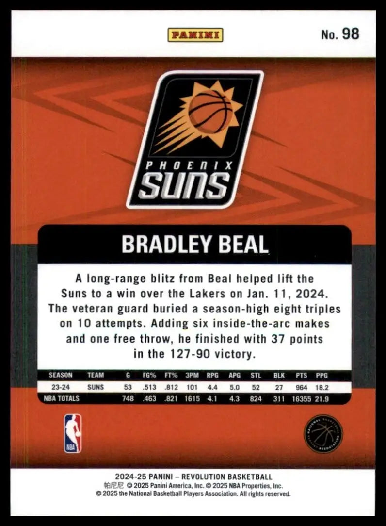 2024-25 Panini Revolution Bradley Beal #98 Phoenix Suns Basketball Card NBA - Basketball Card Single