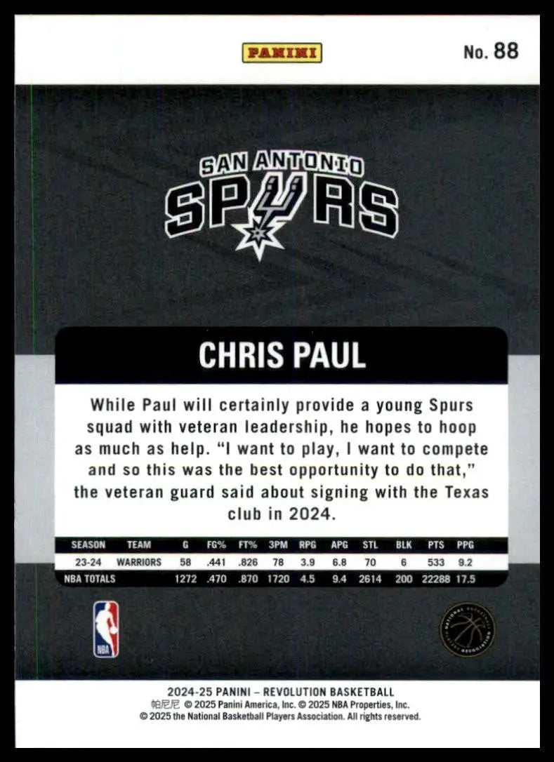 2024-25 Panini Revolution Chris Paul #88 San Antonio Spurs Basketball Card NBA - Basketball Card Single