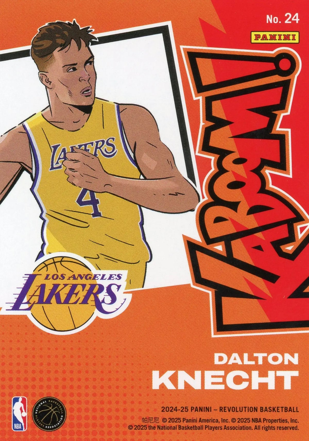 2024-25 Panini Revolution Dalton Knecht #24 Kaboom! Vertical RC Lakers - Basketball Card Single