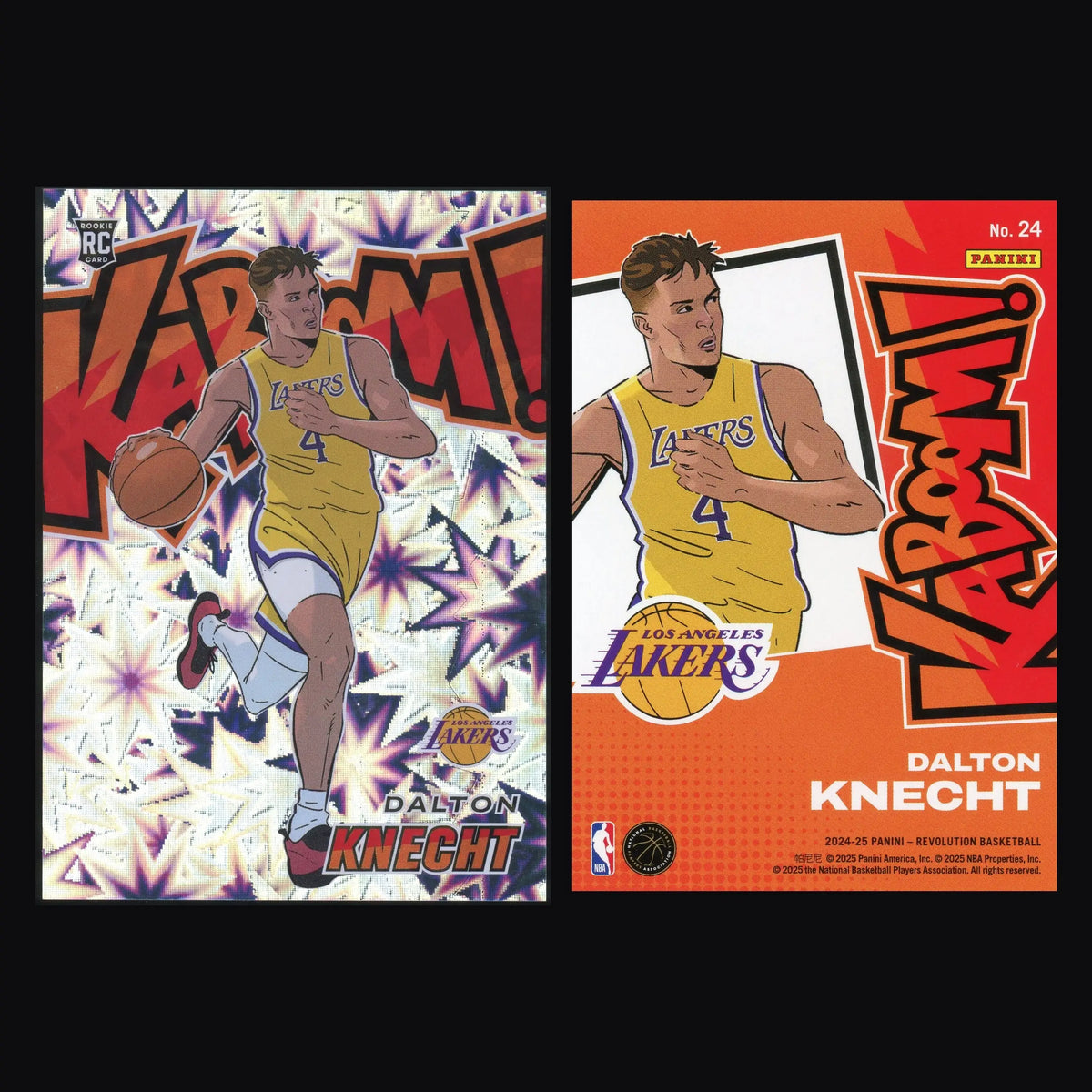 2024-25 Panini Revolution Dalton Knecht #24 Kaboom! Vertical RC Lakers - Basketball Card Single
