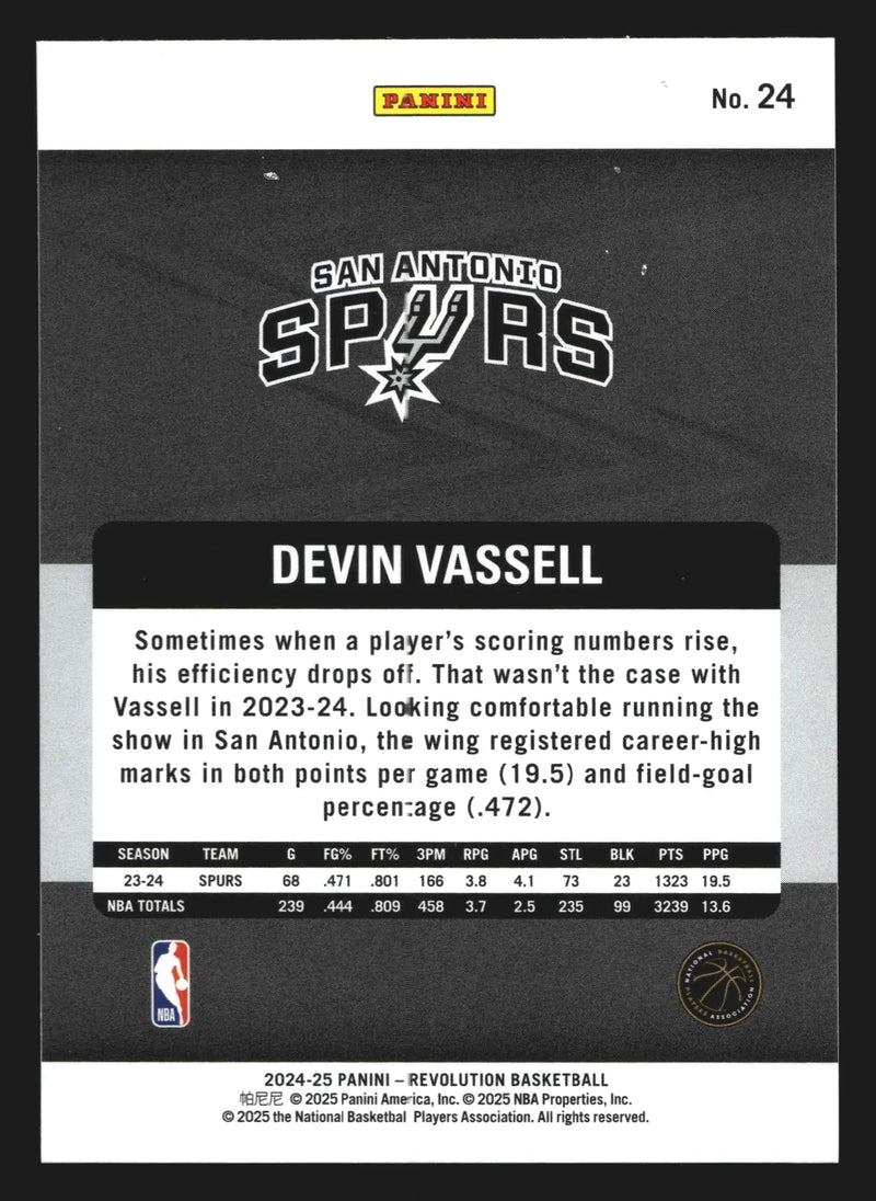 2024-25 Panini Revolution Devin Vassell #24 San Antonio Spurs - Basketball Card Single