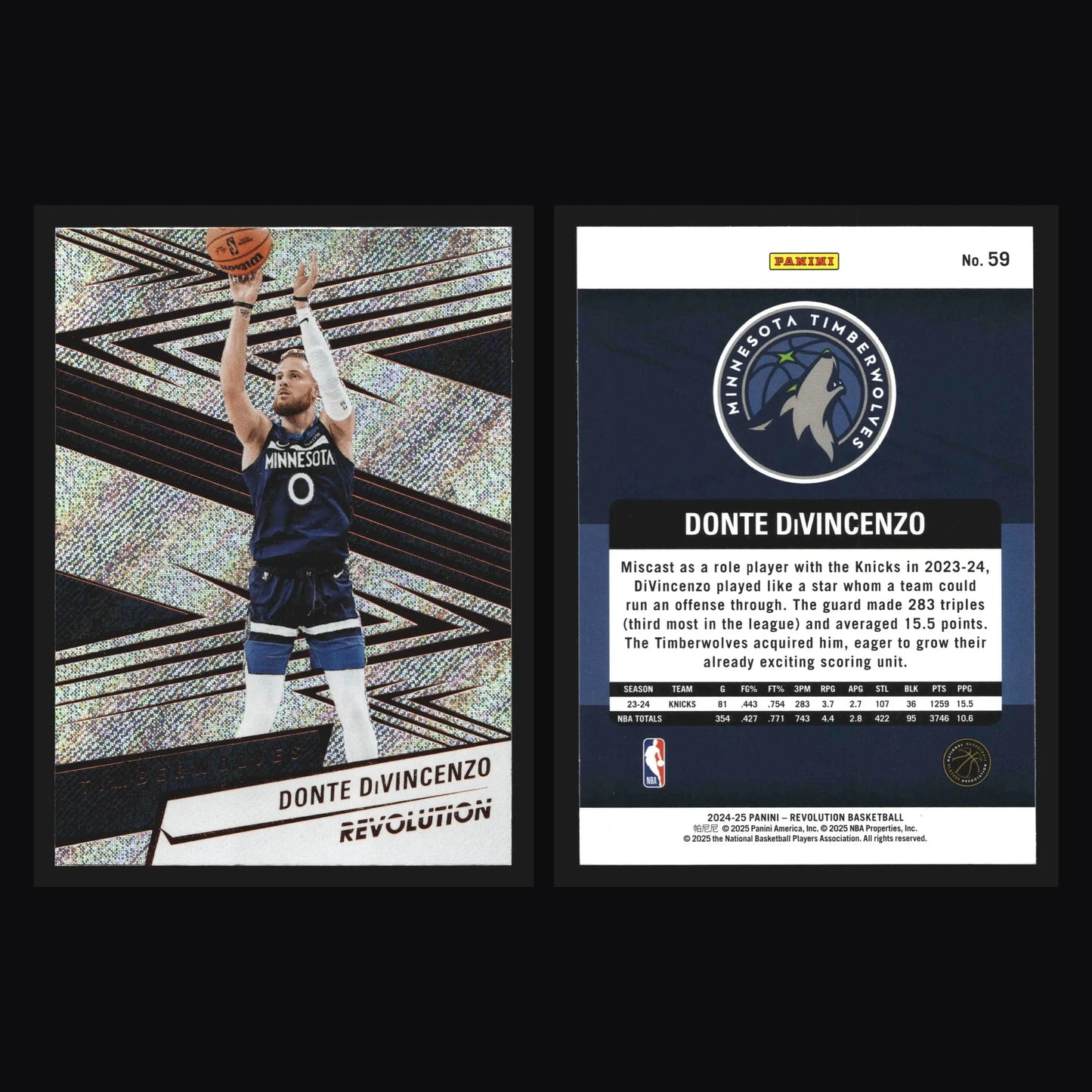 2024-25 Panini Revolution Donte DiVincenzo #59 Minnesota Timberwolves - Basketball Card Single