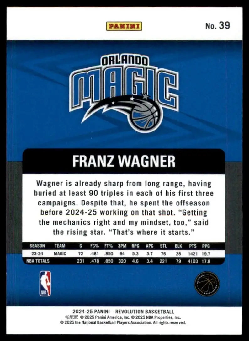 2024-25 Panini Revolution Franz Wagner #39 Orlando Magic Basketball Card NBA - Basketball Card Single