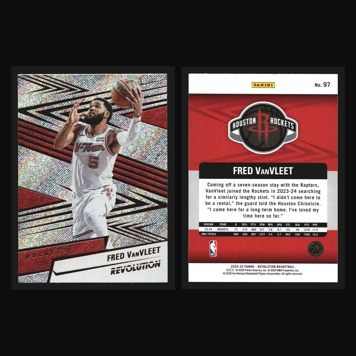 2024-25 Panini Revolution Fred VanVleet #97 Houston Rockets - Basketball Card Single