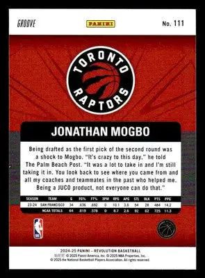 2024-25 Panini Revolution Groove #111 Jonathan Mogbo - Basketball Card Single