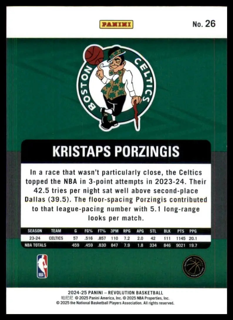 2024-25 Panini Revolution Kristaps Porzingis #26 Boston Celtics Basketball Card - Basketball Card Single